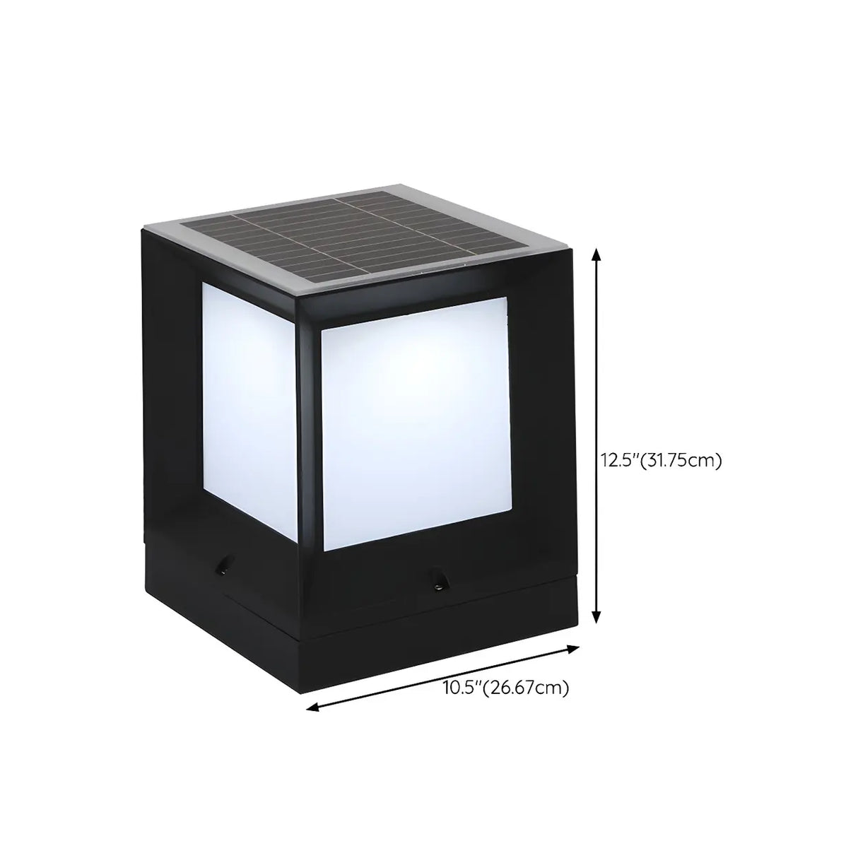 Outdoor Solar Simple Cube Metal Waterproof Pillar Light Image - 18