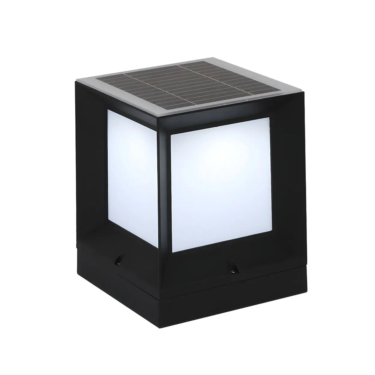 Outdoor Solar Simple Cube Metal Waterproof Pillar Light Image - 2
