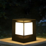 Outdoor Solar Simple Cube Metal Waterproof Pillar Light Image - 5
