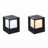 Outdoor Solar Simple Cube Metal Waterproof Pillar Light Image - 7