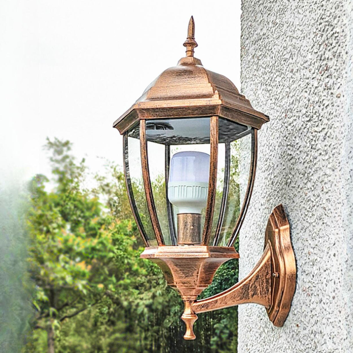 Outdoor Waterproof Metal Lantern LED Wall Sconce Image - 4