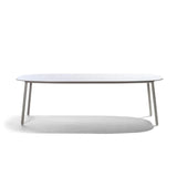 Outdoor White Waterproof Stone Oval Coffee Table Image - 3