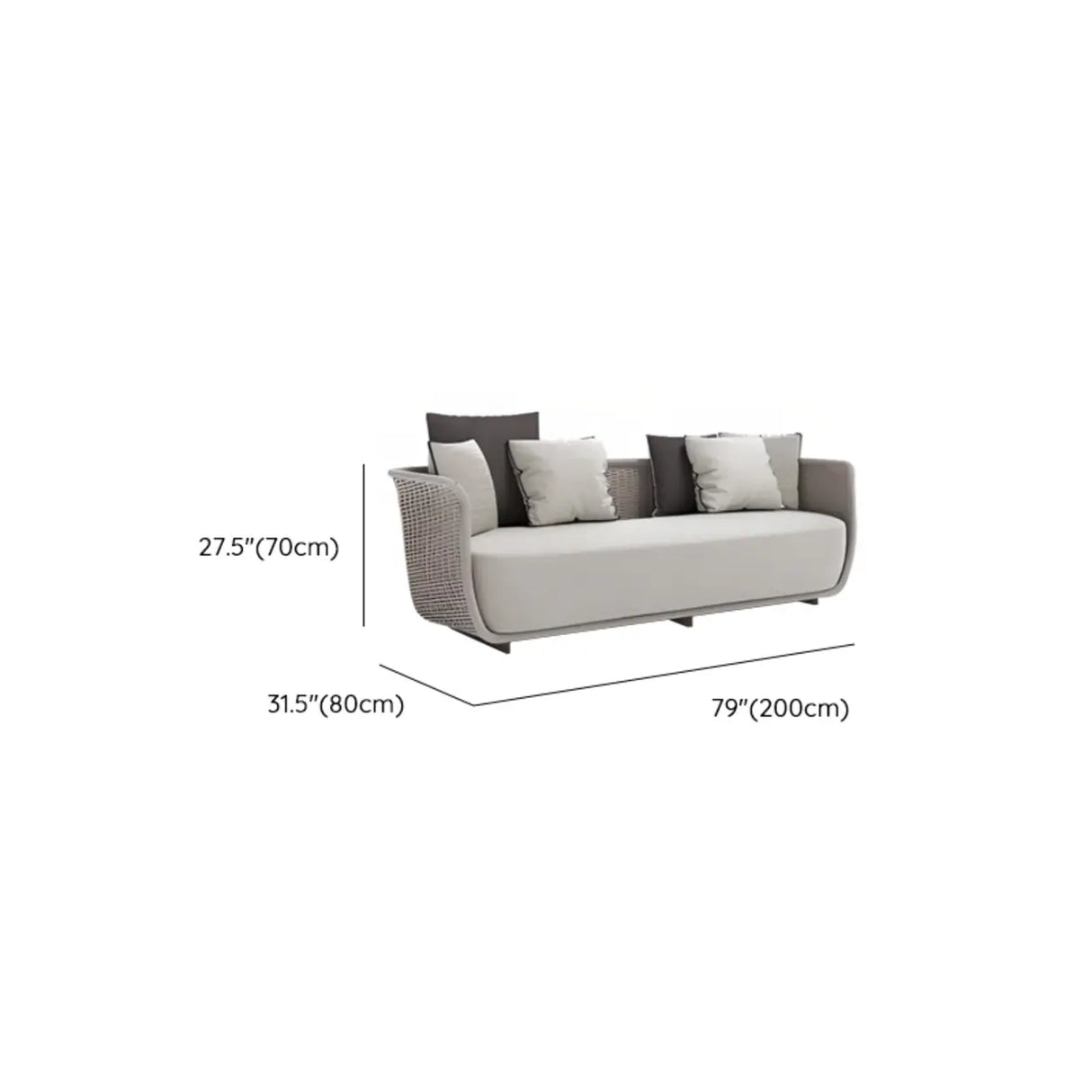 Outdoor Wicker Curved Beige Upholstered Patio Sofa Set Image - 11