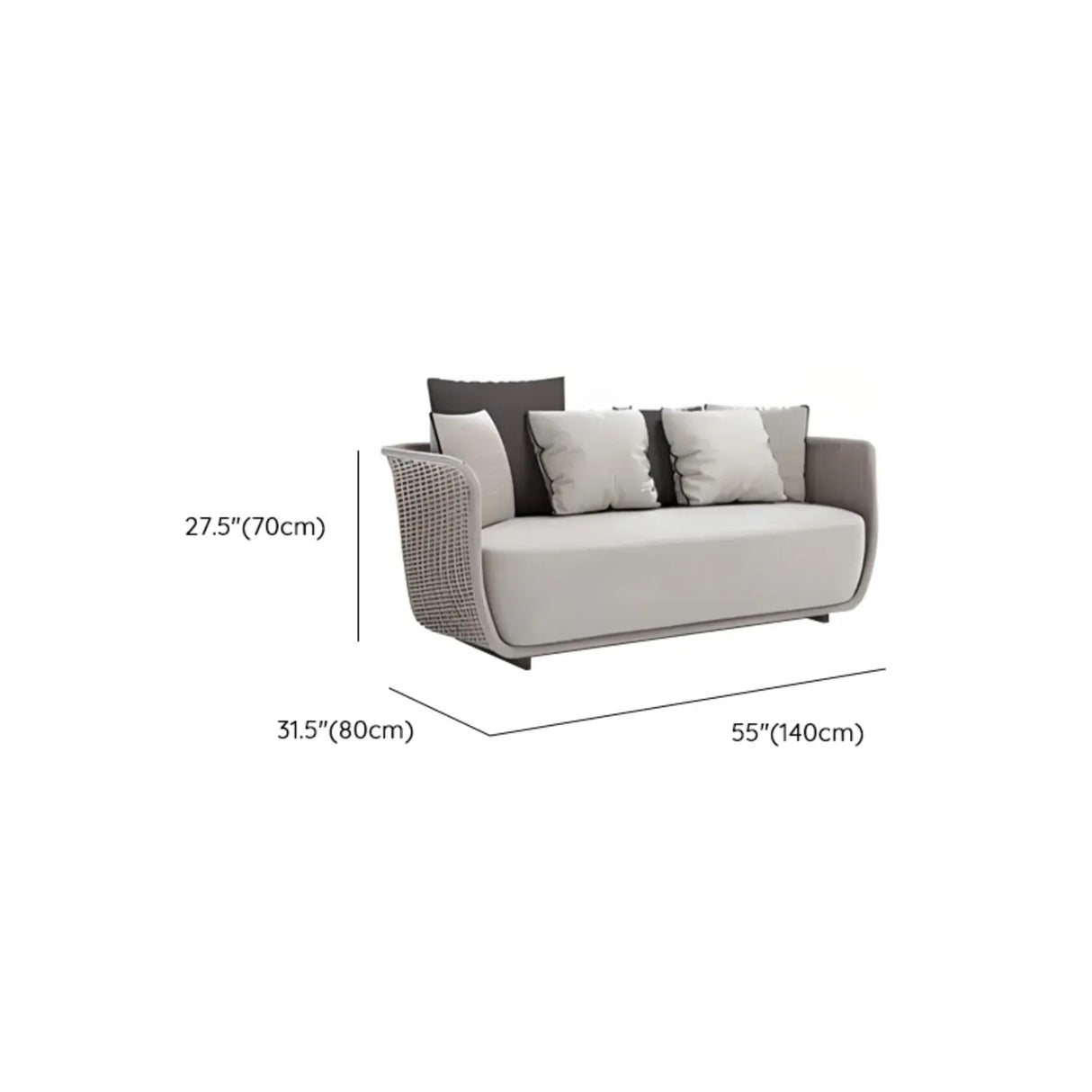 Outdoor Wicker Curved Beige Upholstered Patio Sofa Set 