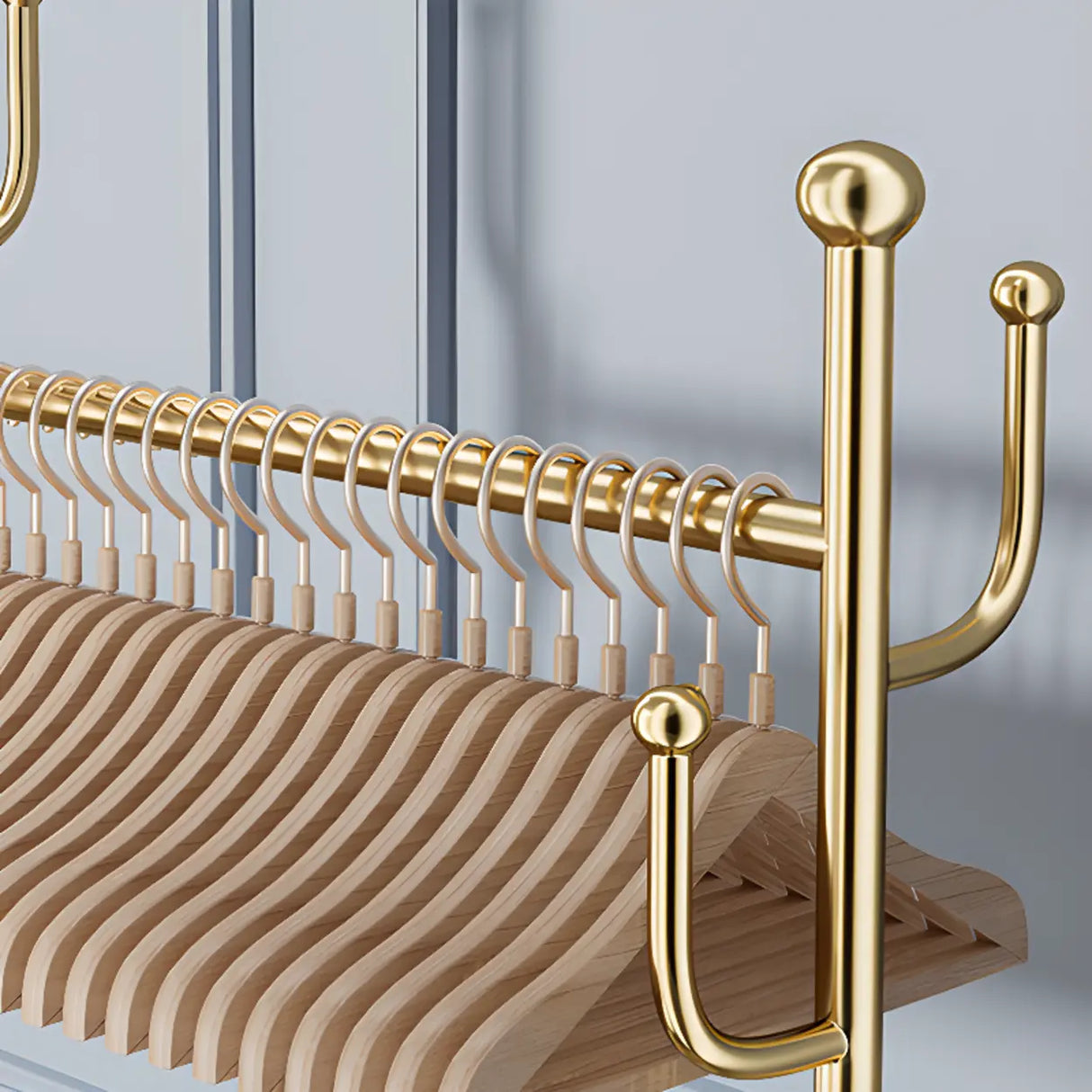 Oval Basket Metal Gold Hooks Storage Coat Rack Stand Image - 6