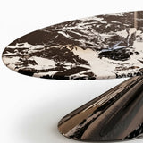 Oval Black Marble Coffee Table with Stainless Steel Base Image - 7