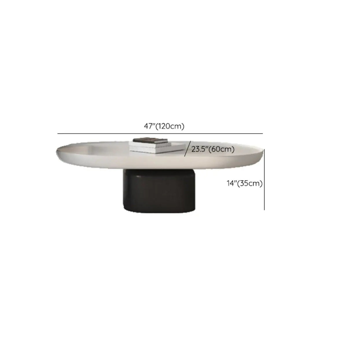 Oval Black White Wood Tray Top Nesting Coffee Table 