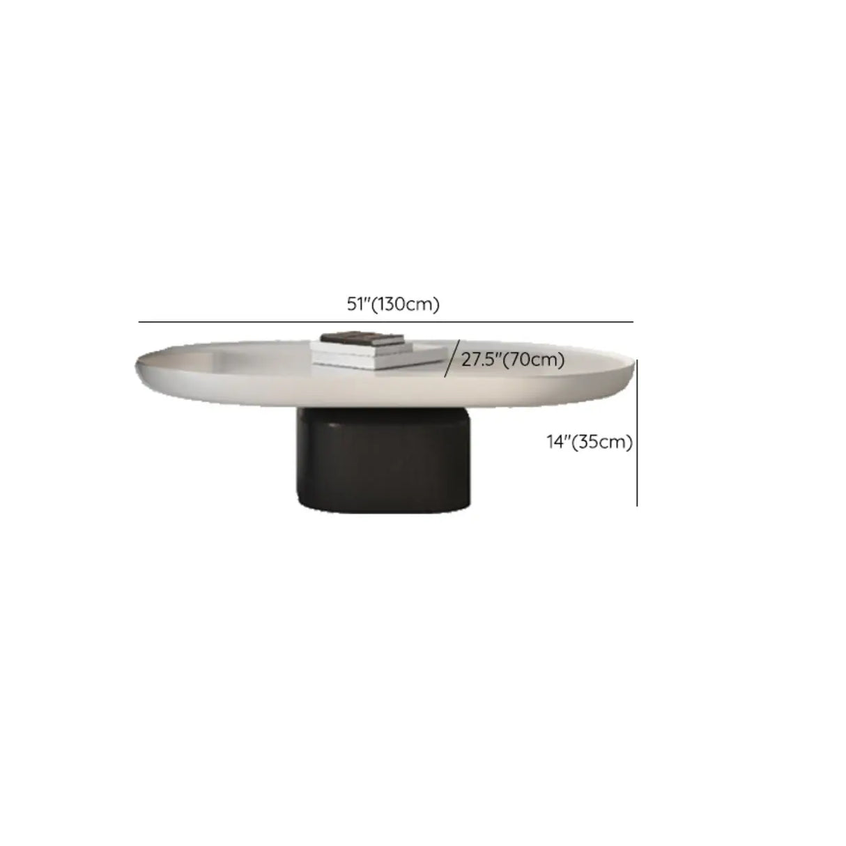 Oval Black White Wood Tray Top Nesting Coffee Table Image - 13