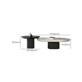 Oval Black White Wood Tray Top Nesting Coffee Table Image - 14