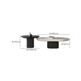 Oval Black White Wood Tray Top Nesting Coffee Table Image - 15