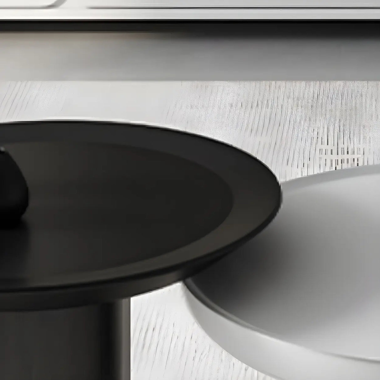 Oval Black White Wood Tray Top Nesting Coffee Table Image - 5