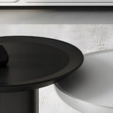 Oval Black White Wood Tray Top Nesting Coffee Table Image - 5