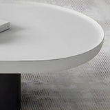 Oval Black White Wood Tray Top Nesting Coffee Table Image - 8