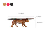 Oval Clear Glass Top Panther Base Abstract Coffee Table #size