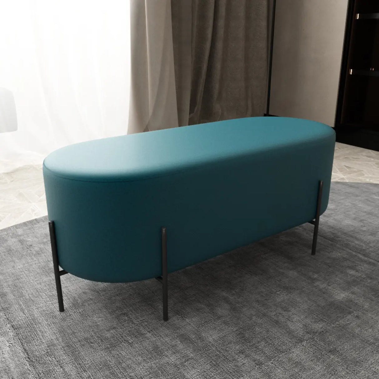 Oval Genuine Leather Waterproof Medium Ottoman Seating Image - 17
