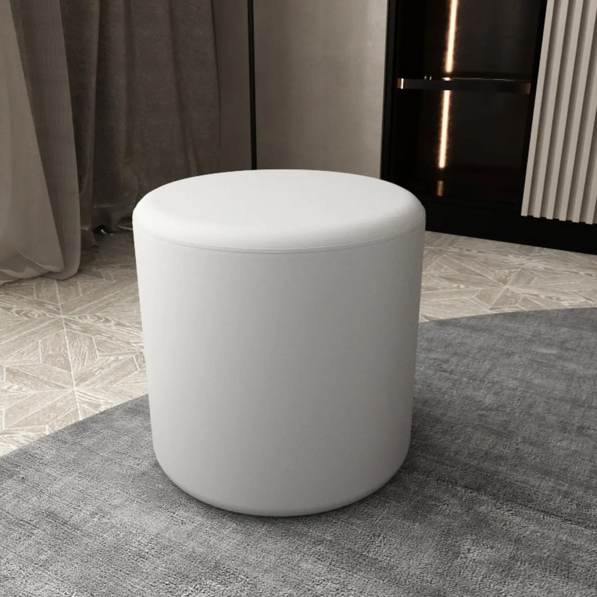 Oval Genuine Leather Waterproof Medium Ottoman Seating Image - 2