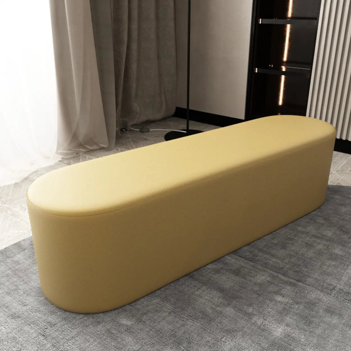Oval Genuine Leather Waterproof Medium Ottoman Seating Image - 20