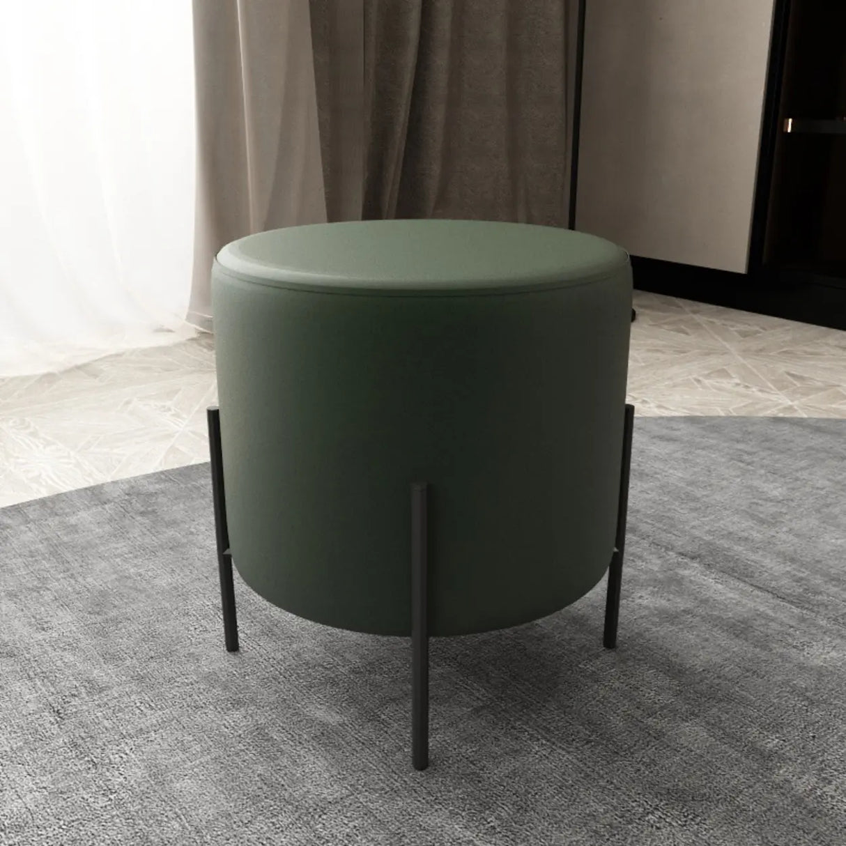 Oval Genuine Leather Waterproof Medium Ottoman Seating Image - 26