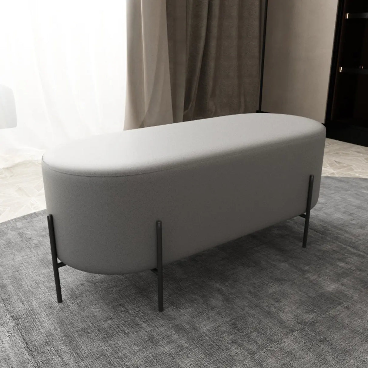 Oval Genuine Leather Waterproof Medium Ottoman Seating Image - 31