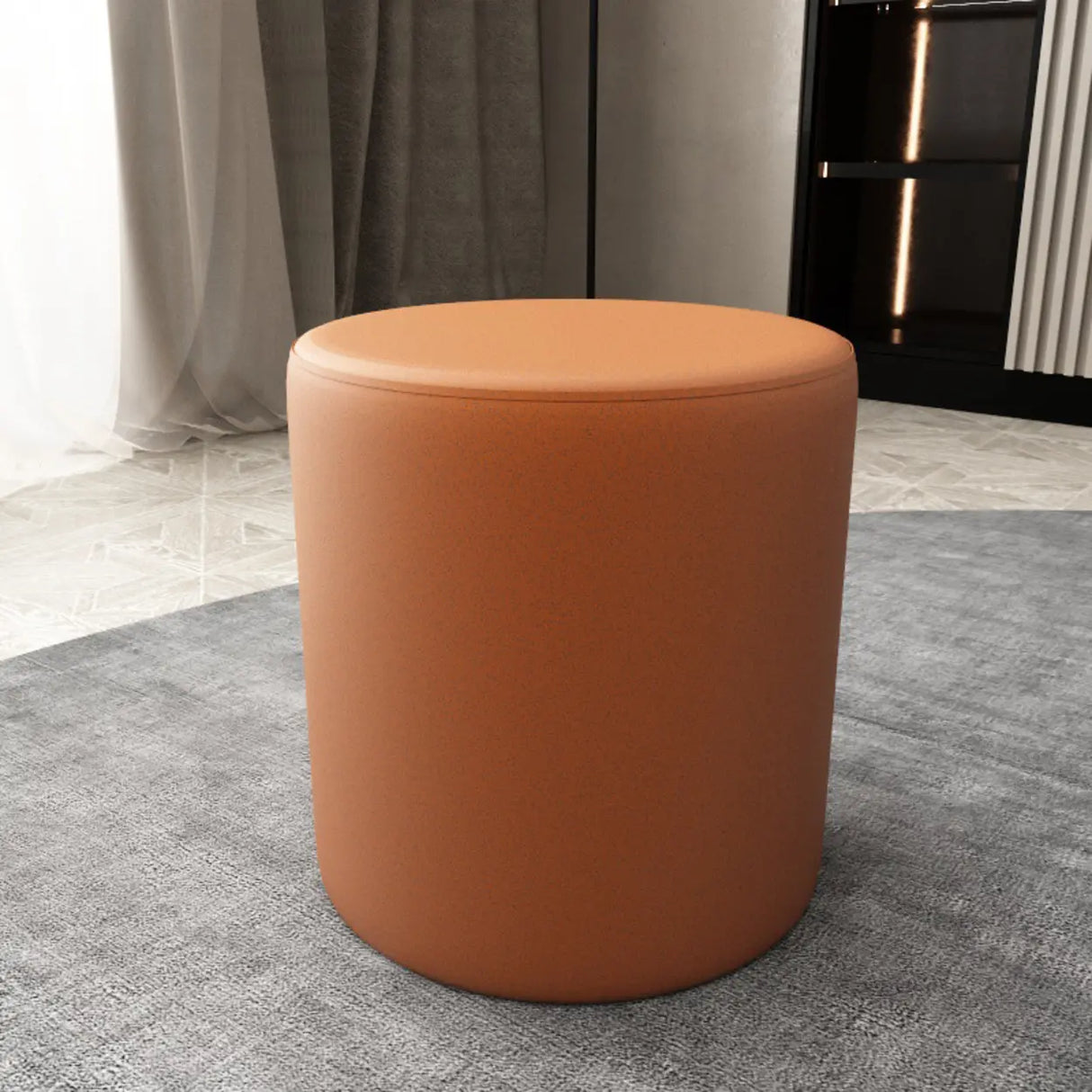 Oval Genuine Leather Waterproof Medium Ottoman Seating Image - 7