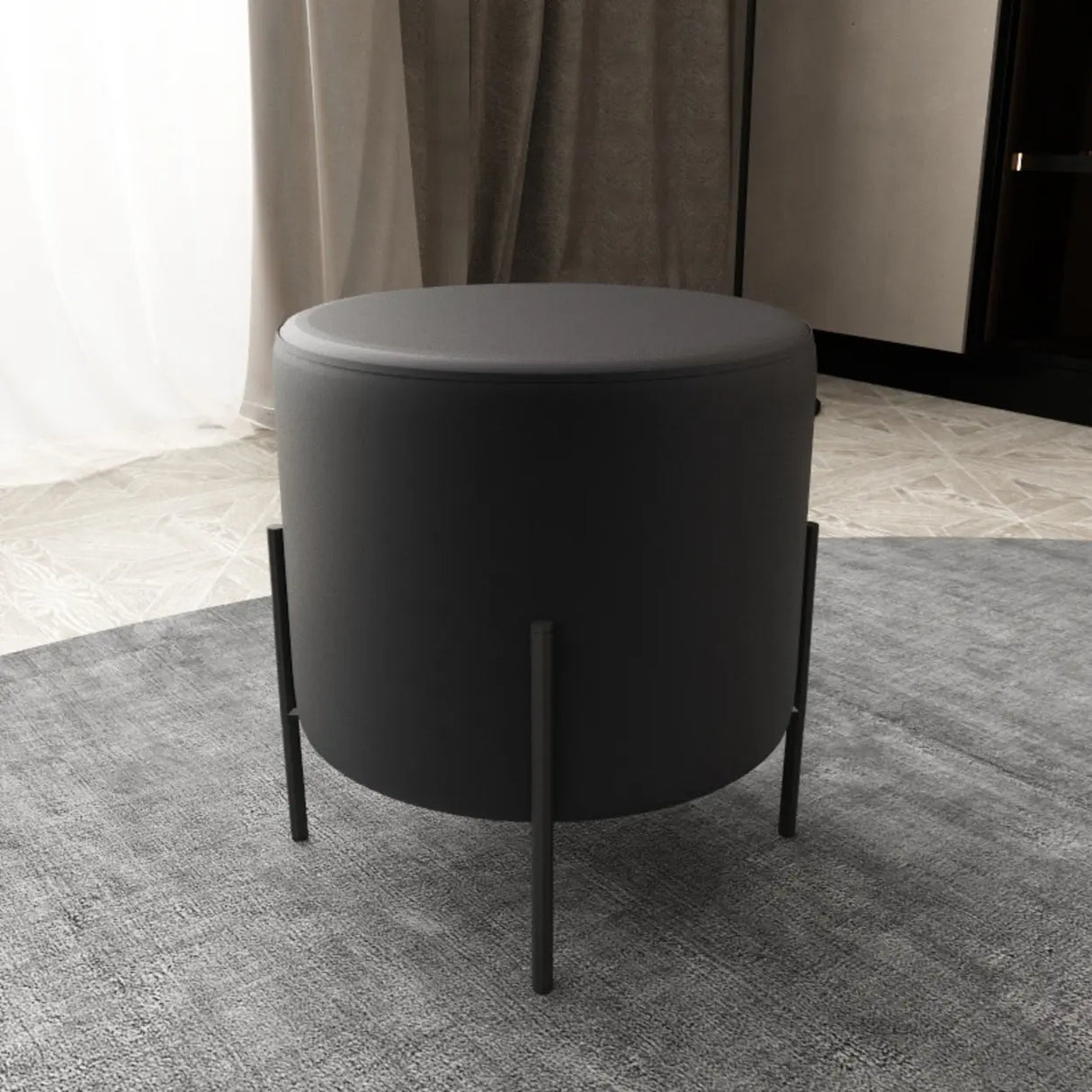 Oval Genuine Leather Waterproof Medium Ottoman Seating Image - 35