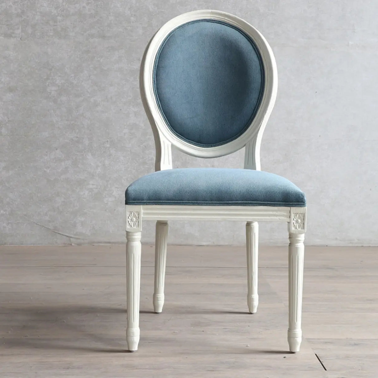 Oval King Louis Back Wood Dining Chairs Cream Gray Image - 11