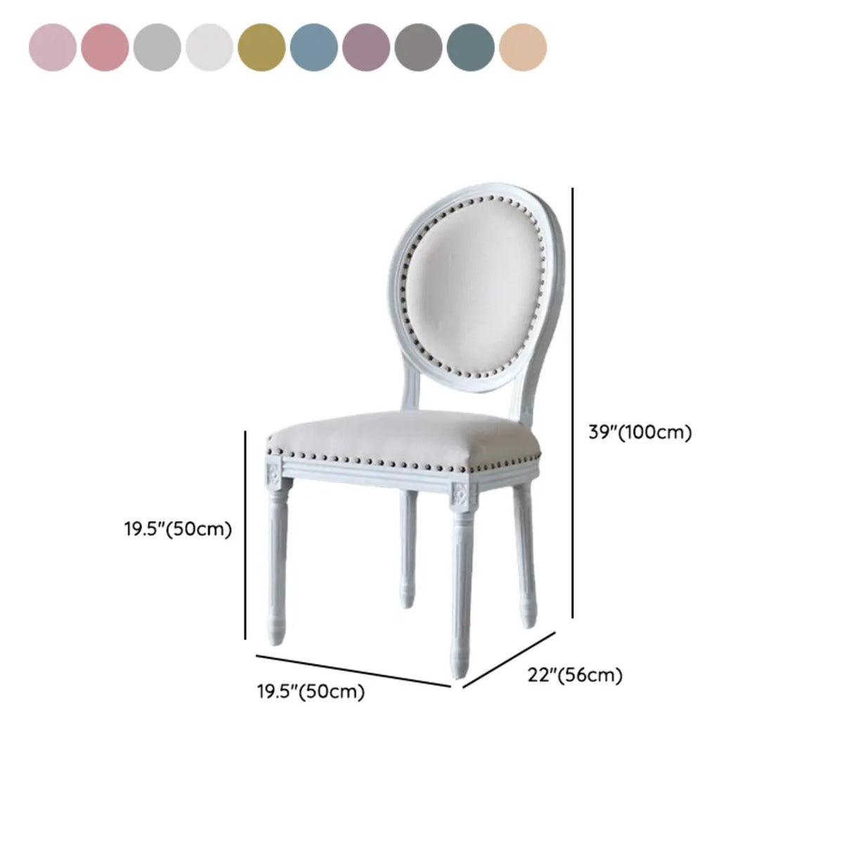 Oval King Louis Back Wood Dining Chairs Cream Gray 