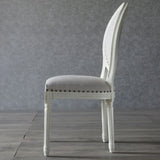 Oval King Louis Back Wood Dining Chairs Cream Gray Image - 4
