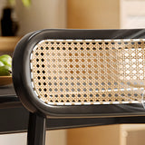 Oval Open Cane Back Wood Frame Dining Chairs Black Image - 18