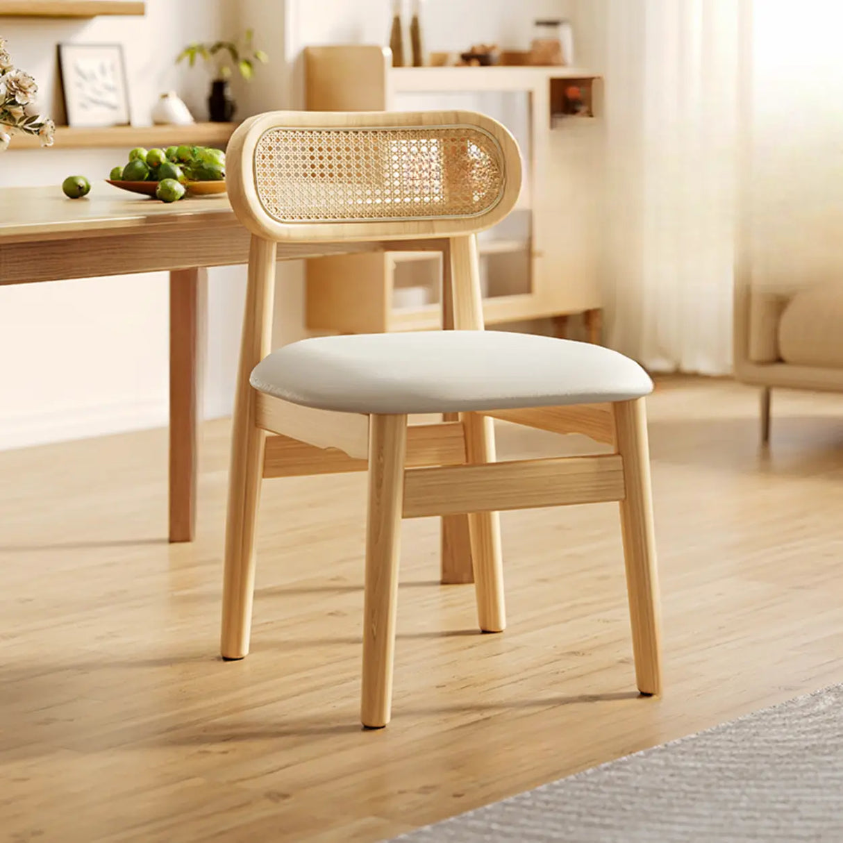 Oval Open Cane Back Wood Frame Dining Chairs Black Image - 9