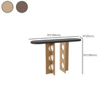 Oval Pine Wood Abstract Base Entryway Console Table #size