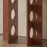 Oval Pine Wood Abstract Base Entryway Console Table Image - 6