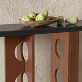 Oval Pine Wood Abstract Base Entryway Console Table Image - 8