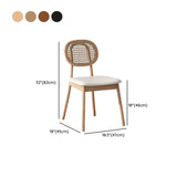 Oval Rattan Back Armless Leather Wood Dining Chair Image - 16