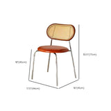 Oval Rattan Back Round Leather Stackable Dining Chair Image - 47