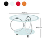 Oval Round Clear Glass Coffee Table with Storage Shelf #size
