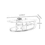 Oval Scratch Resistant Stone Coffee Table with Shelf #size