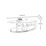 Oval Scratch Resistant Stone Coffee Table with Shelf Image - 11