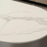 Oval Stone Top Steel Base Storage Nesting Coffee Tables Image - 20