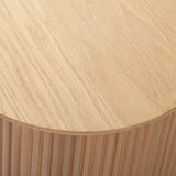 Oval Top Sled Base Wooden Beige Console Table with Drawers Image - 8
