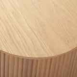 Oval Top Sled Base Wooden Beige Console Table with Drawers Image - 8