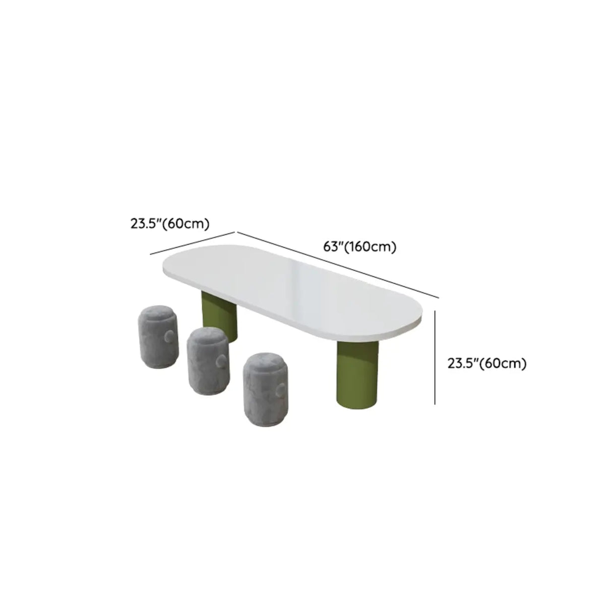 Oval White Wood Green Base Multi-Person Kids Play Table Image - 9