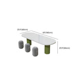 Oval White Wood Green Base Multi-Person Kids Play Table Image - 9