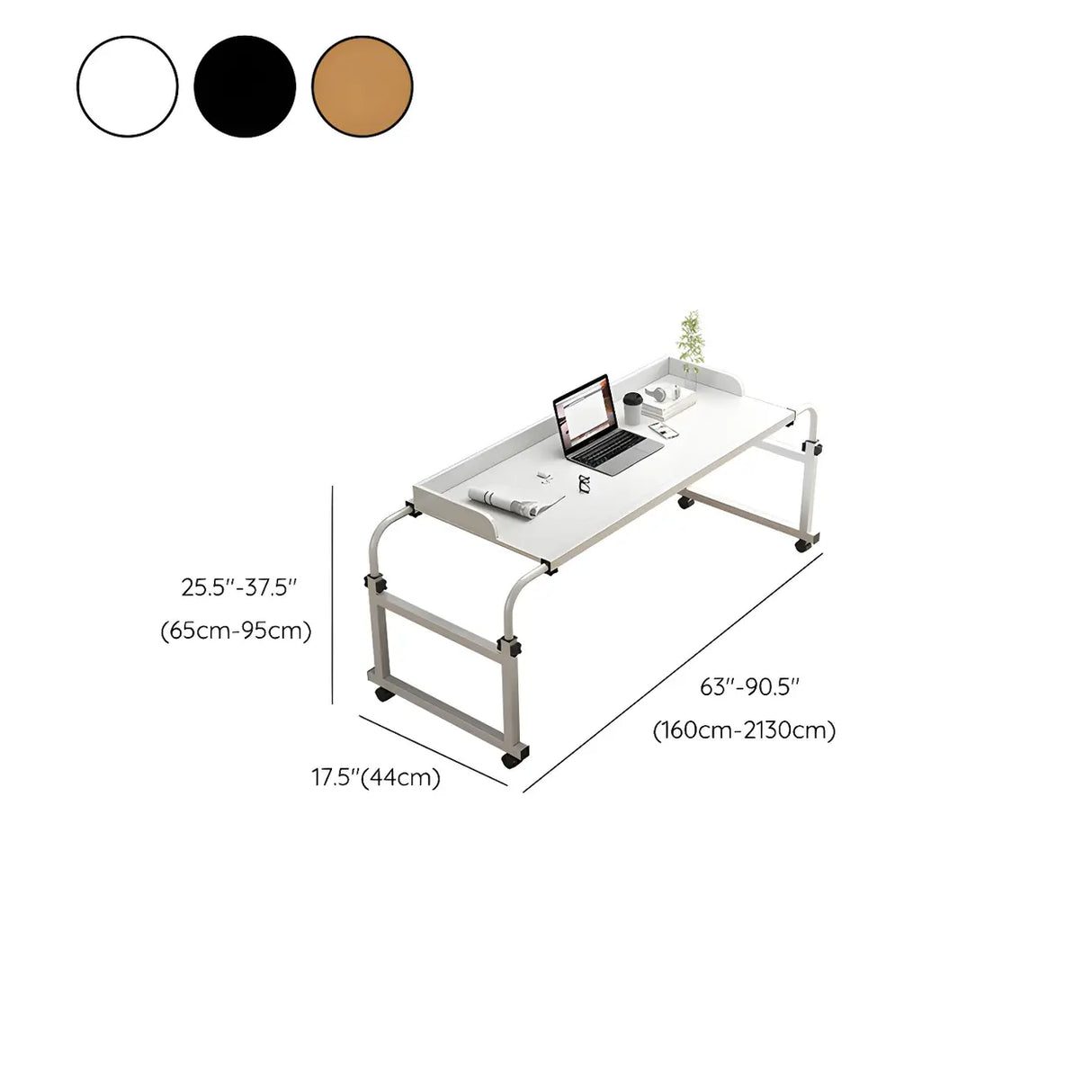 Over-Bed Adjustable Wood Writing Desk with Wheels Image - 16