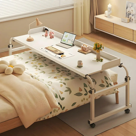 Over-Bed Adjustable Wood Writing Desk with Wheels Image - 1