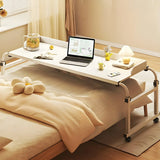 Over-Bed Adjustable Wood Writing Desk with Wheels Image - 6
