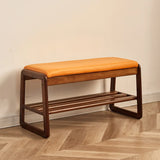 Padded Entryway Bench with Double Shoe Storage Shelf Image - 5