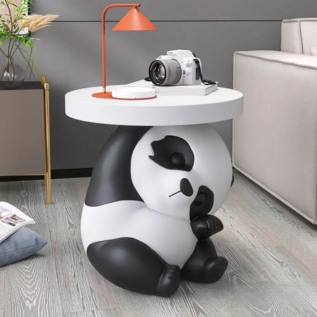 Panda-Shaped Resin Tip Resistant Kids Nightstand Table Image - 2