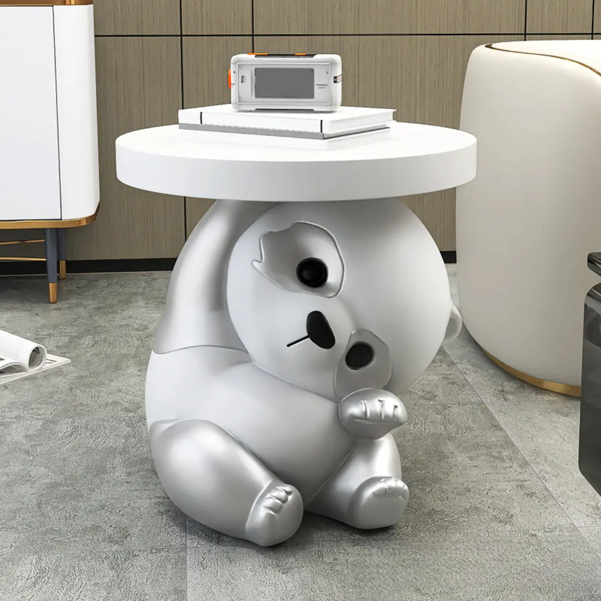 Panda-Shaped Resin Tip Resistant Kids Nightstand Table Image - 4