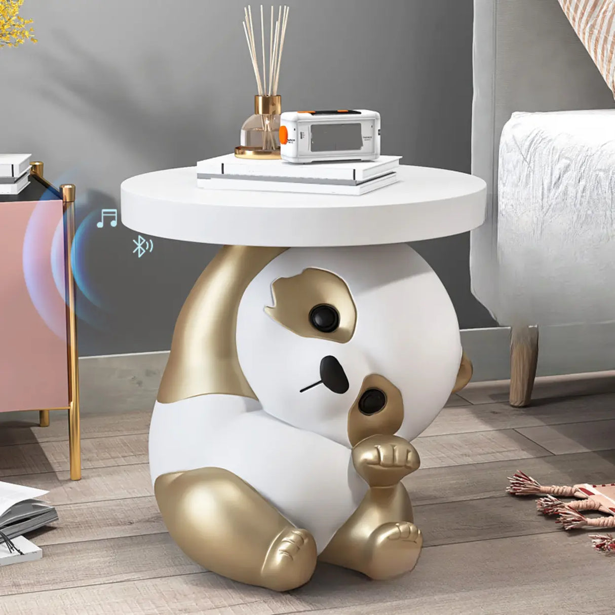 Panda-Shaped Resin Tip Resistant Kids Nightstand Table Image - 6